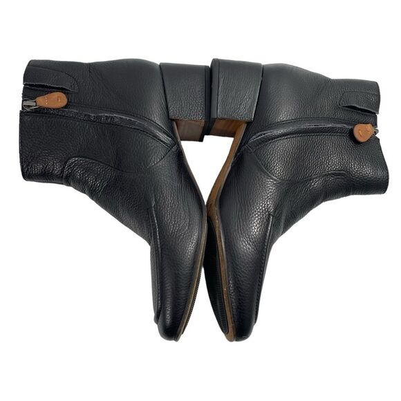 Gentle Souls Kenneth Cole Ella Apron Bootie Black Leather Ankle Boots 9.5 Shoes - Picture 4 of 10